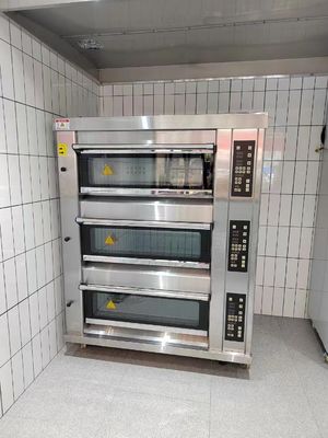 Modulaire Oven 40X60cm 3 Dek 9 van het Bakkerijdek Tray Gas Oven With Steam-Steen voor Pizzabaksel