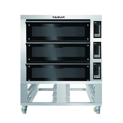Yasur Elektrisch 3 Dek 6 Tray Oven For 40X60cm Dienblad, 11Kw voor het Koekje van Broodcakes en Pizzabaksel